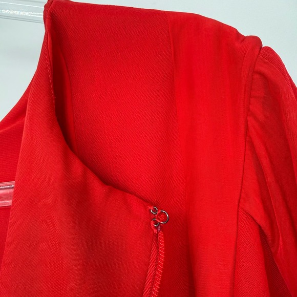 Everlane Women's Short Sleeve Red Striped Ruched Dress - Picture 9 of 14